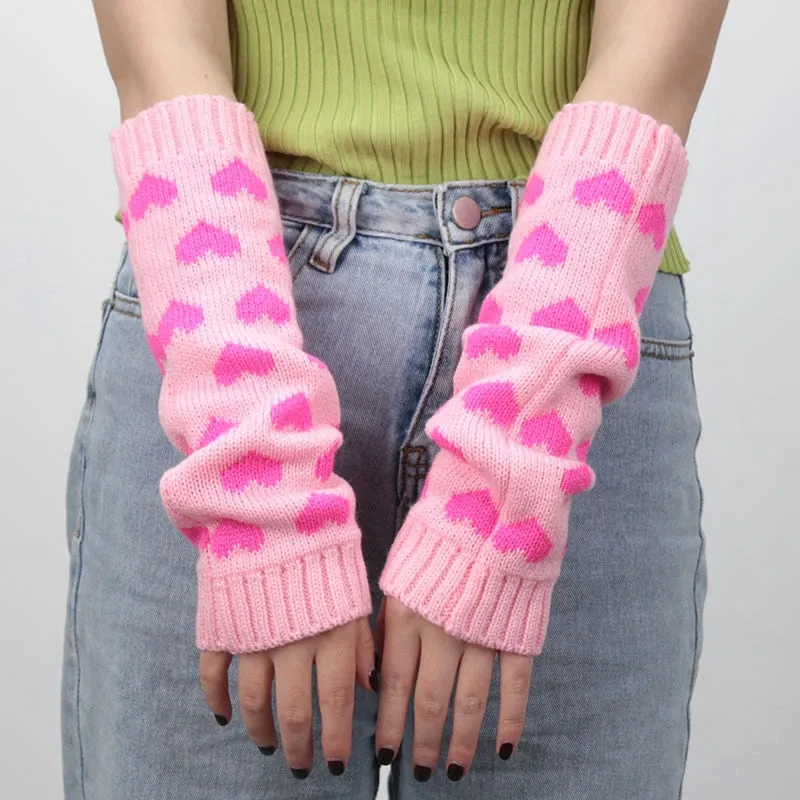 Pink Heart Arm Warmers - Cupcake