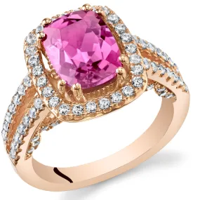 Pink Sapphire Cushion Cut Sterling Silver Ring Size 8