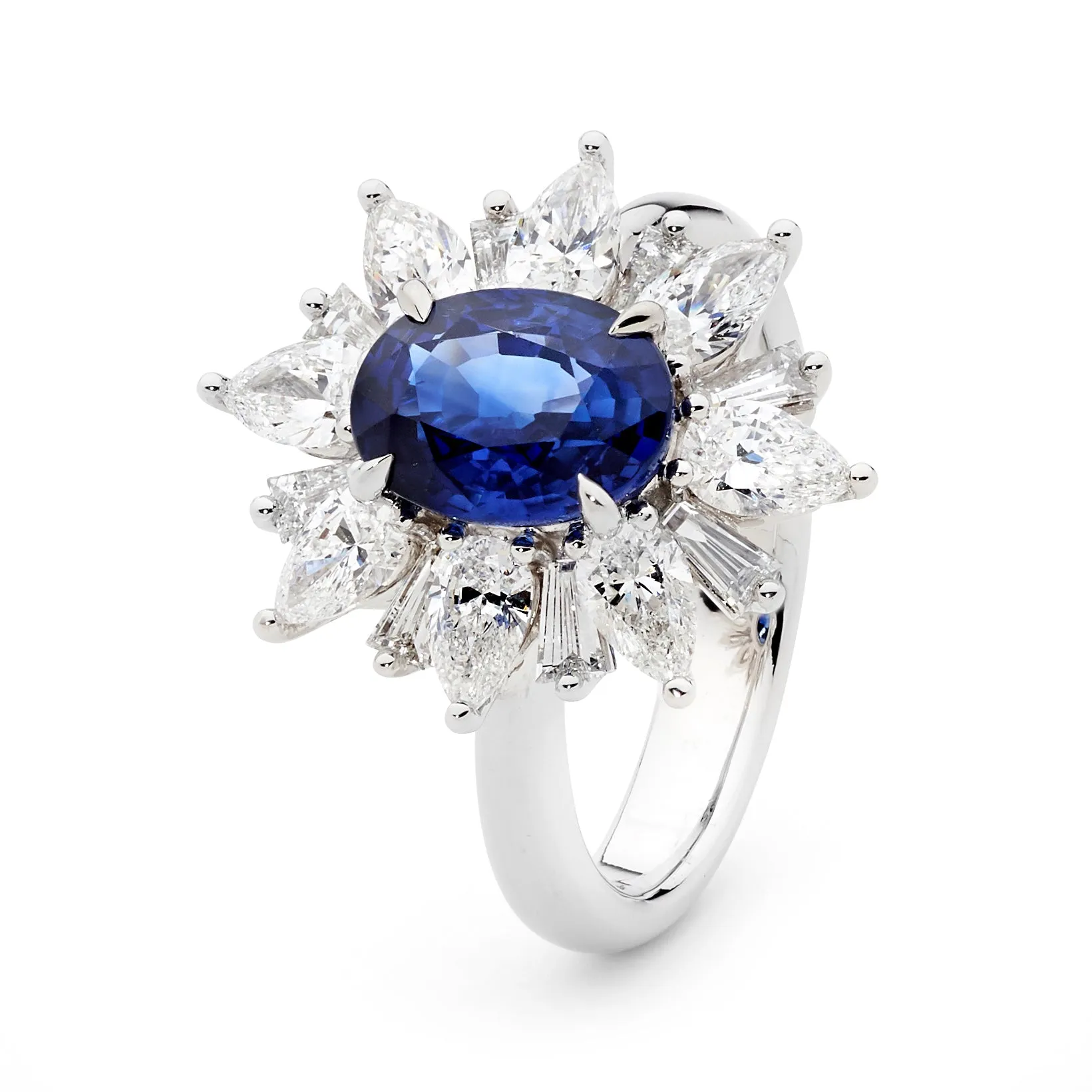 Platinum Diamond and Sapphire Ring