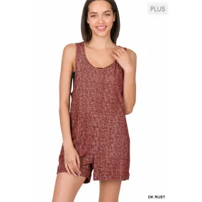 PLUS SLEEVELESS ROMPER POCKETS: DK RUST / 3XL