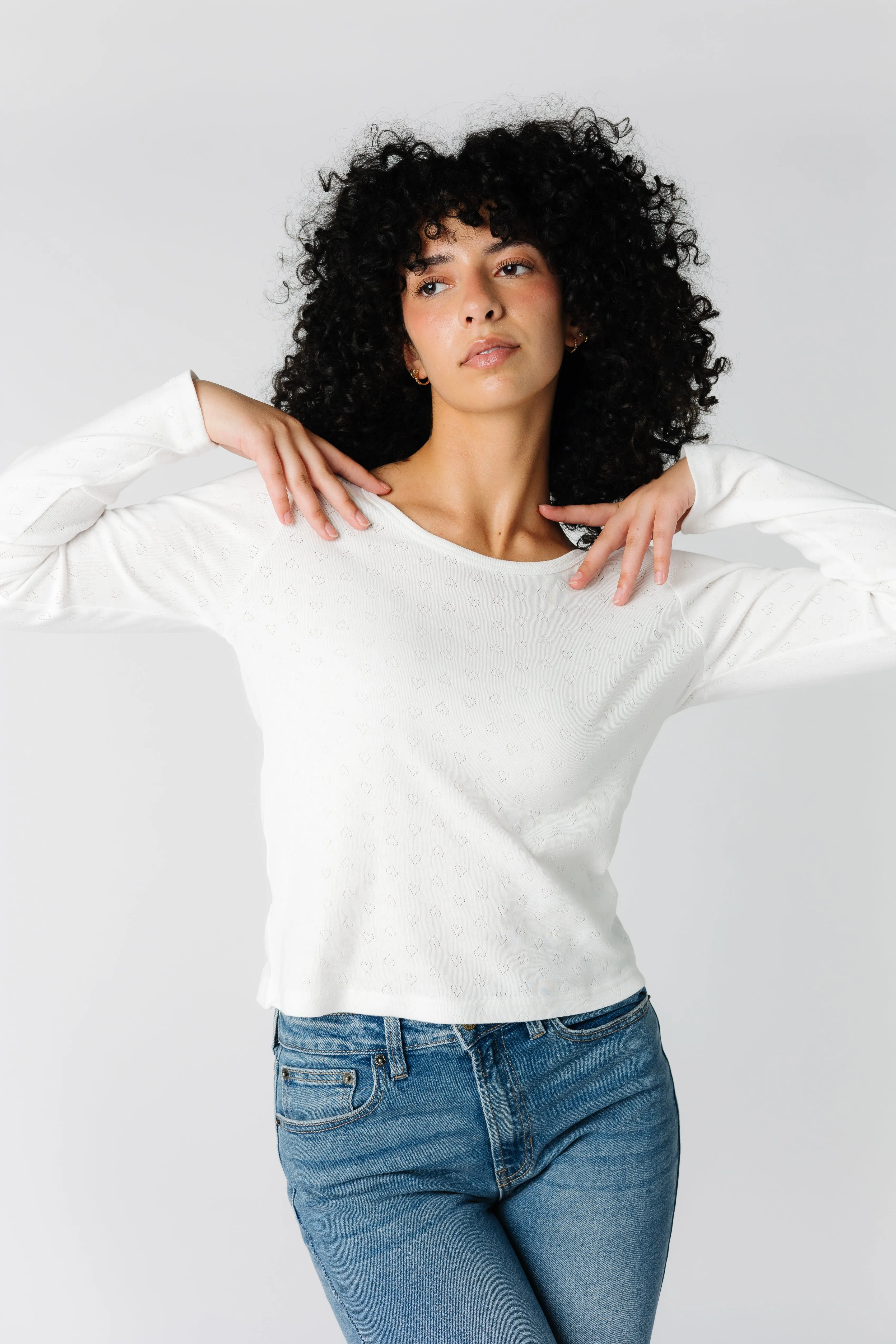 Pointelle Long Sleeve Top