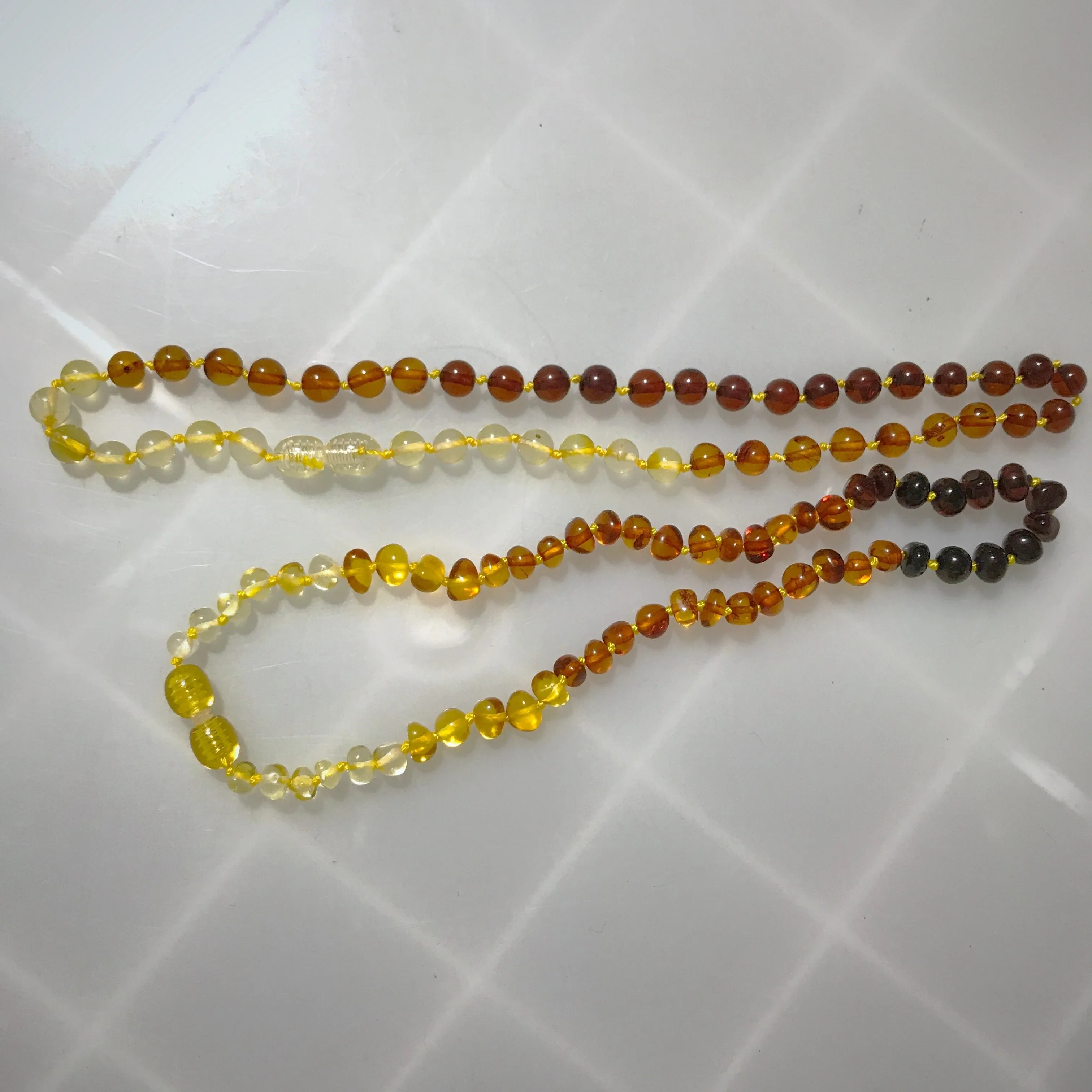 Polished Baltic Amber Marble Stone Beaded Bracelet