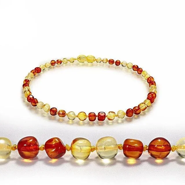 Polished Baltic Amber Marble Stone Beaded Bracelet