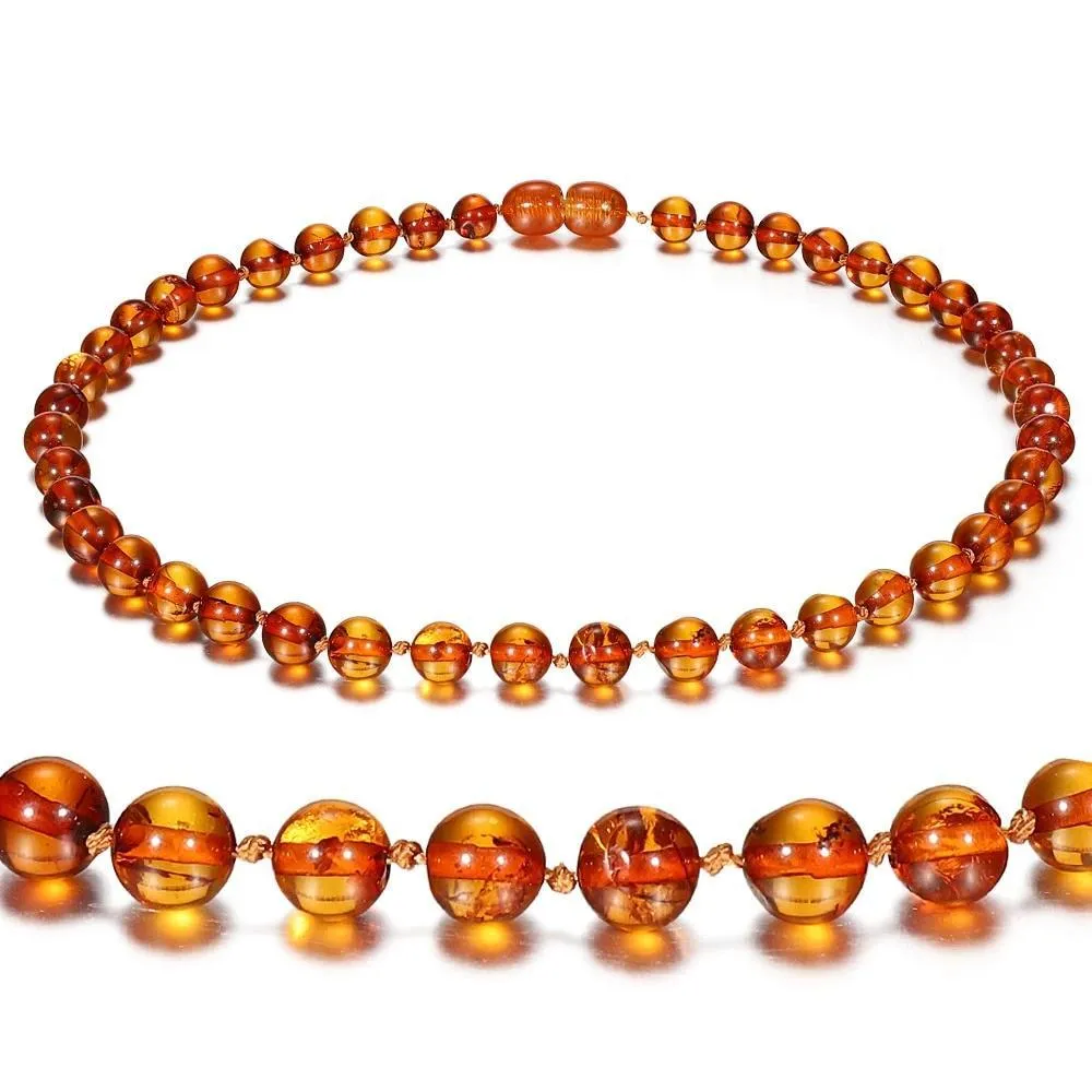 Polished Baltic Amber Marble Stone Beaded Bracelet