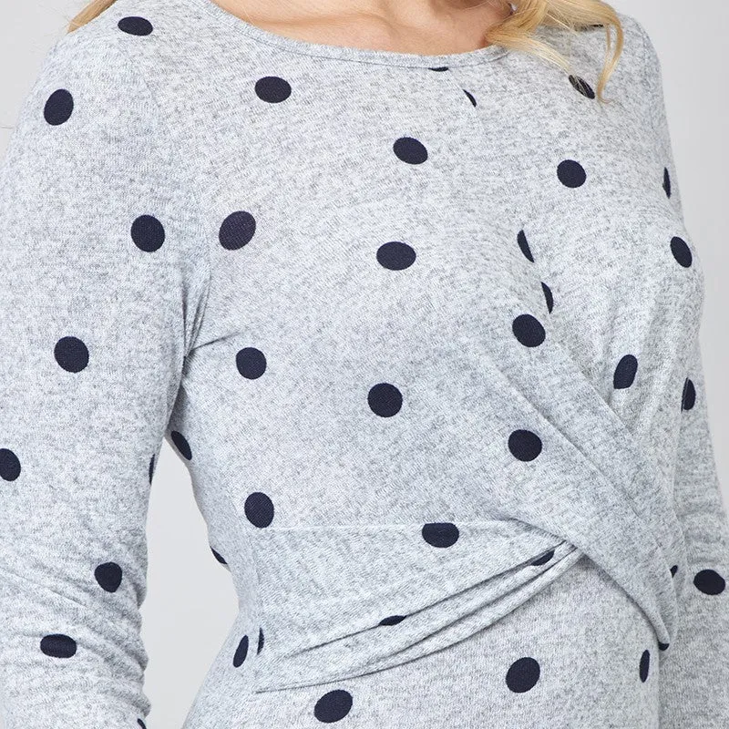 Polka Dot Long Sleeve Knit Dress