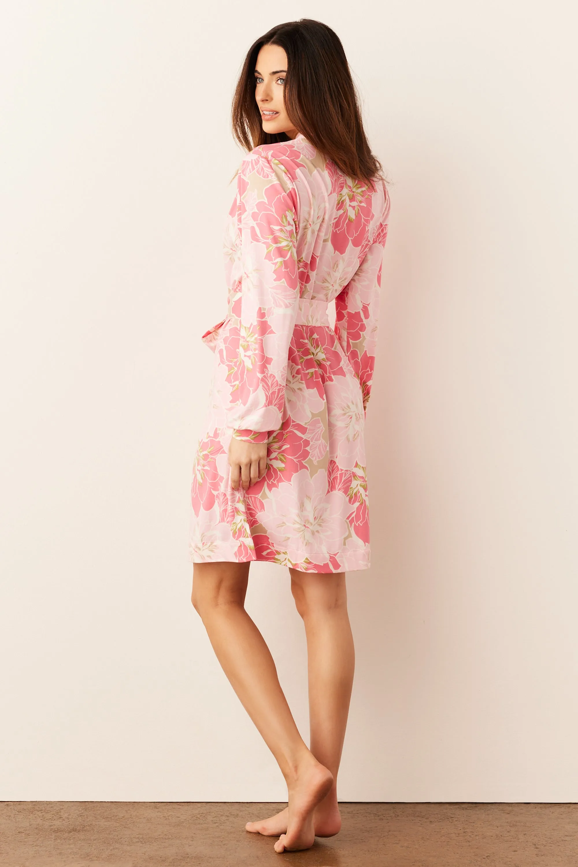 Quinn Banded Short Robe | Dahlia