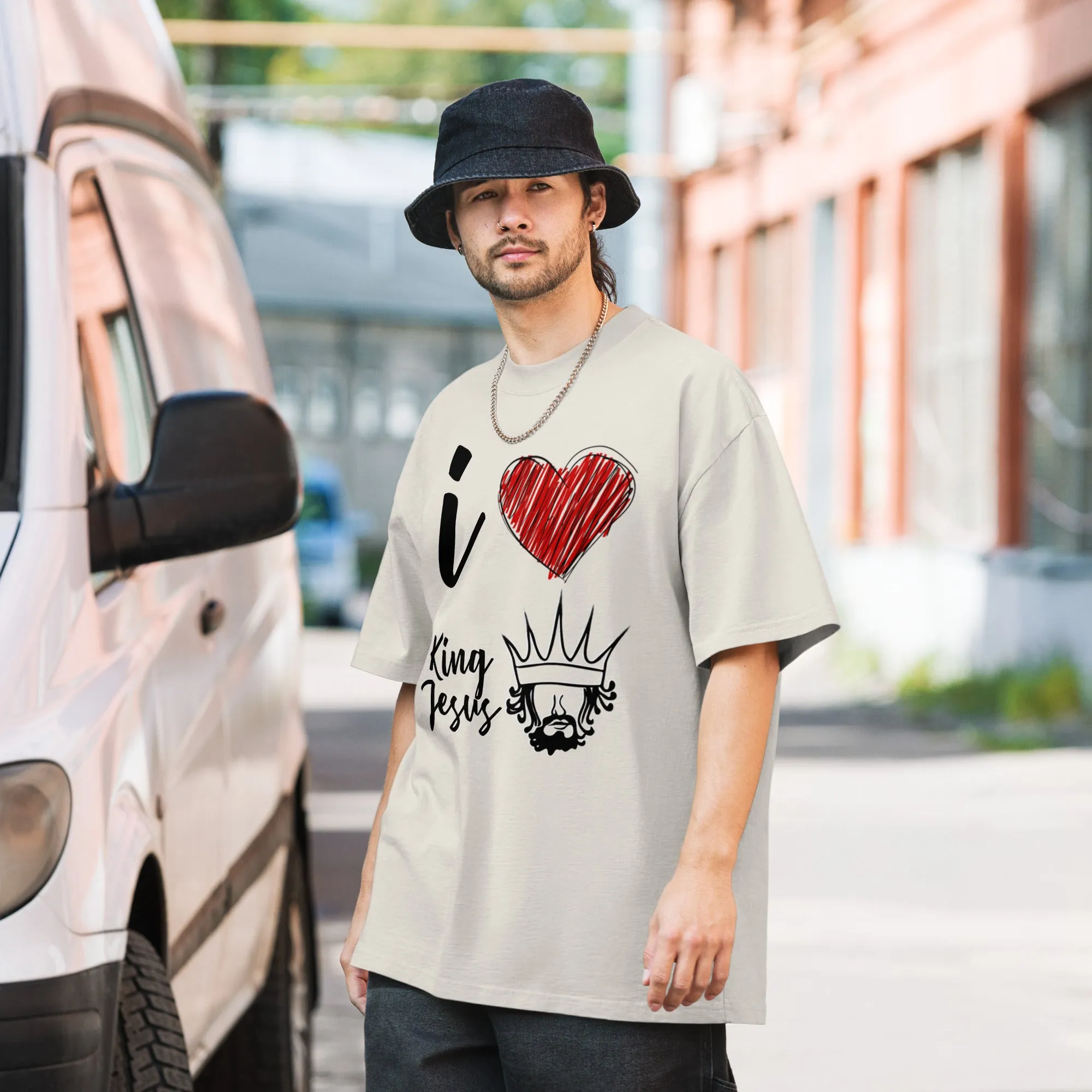 "I Love" Oversized faded t-shirt