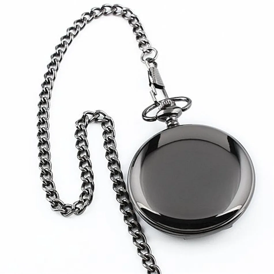 "To My Son" Black Punk Smooth Quartz Pocket Watch