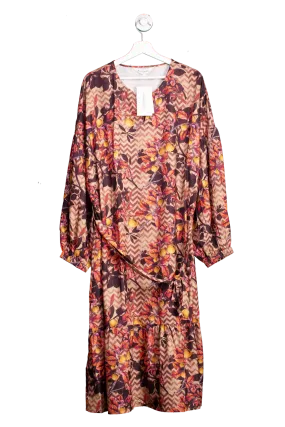 Raishma Brown Kiera Autumn Floral Midi Dress UK 16