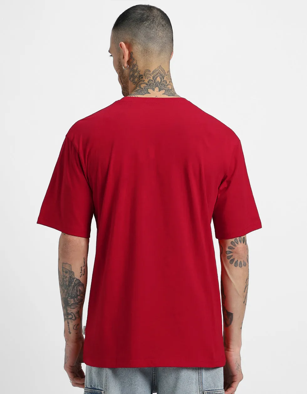 Red Solid Oversized Tshirt