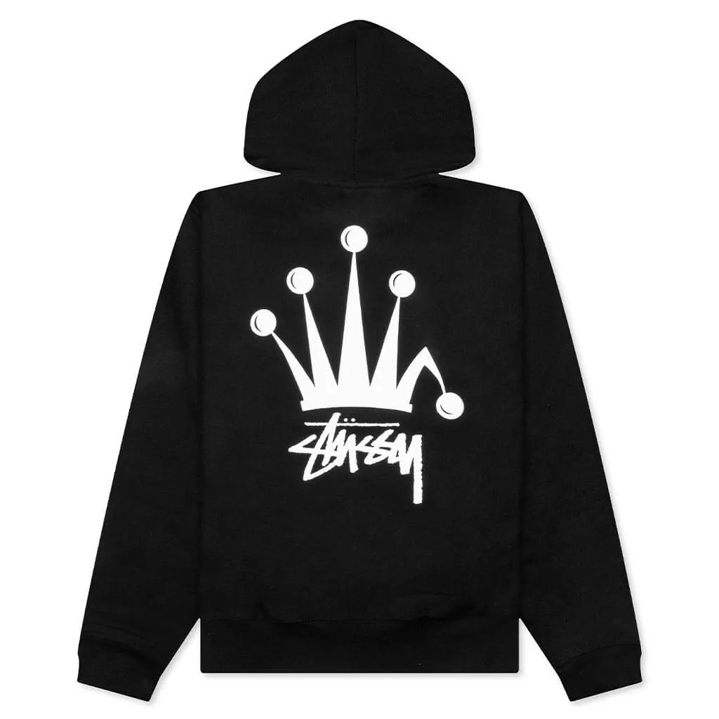 Regal Crown Zip Hoodie - Black