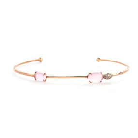 Rose Quartz and Diamond Cluster Heirloom Cuff Bangle