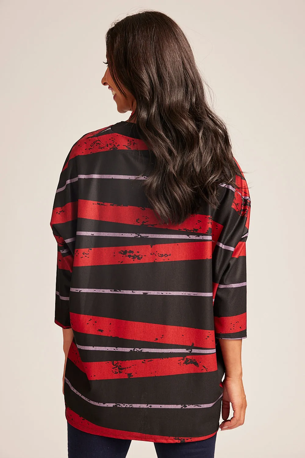 Saloos Asymmetrical Stripes Dolman Sleeve Top