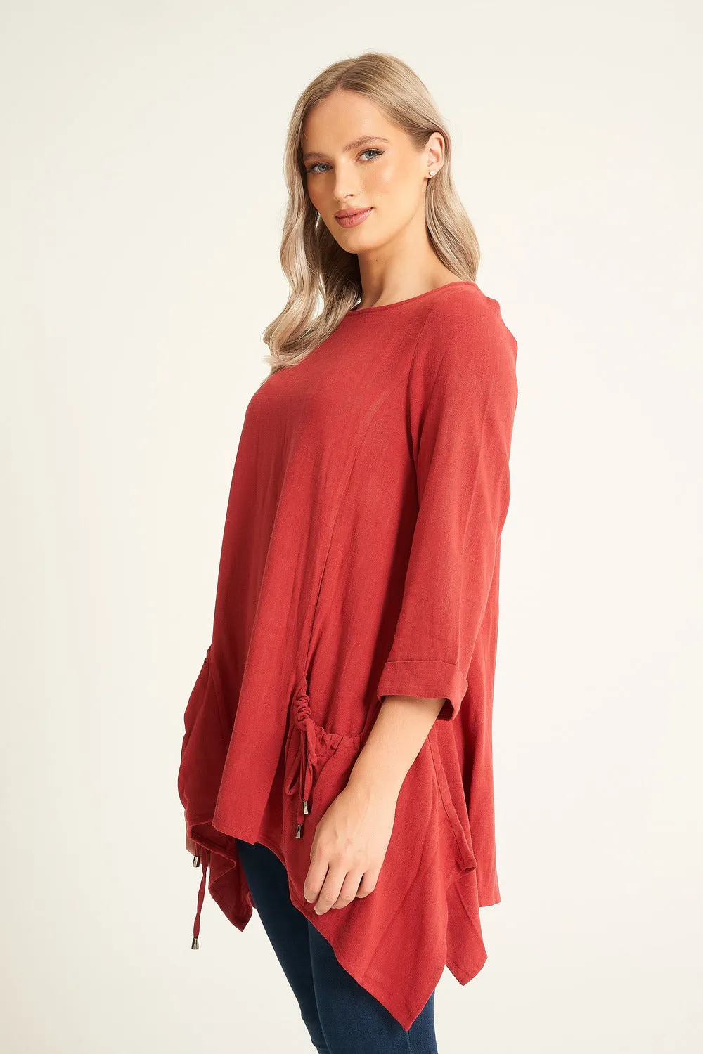 Saloos Frilled Top With Front Pockets & Necklace