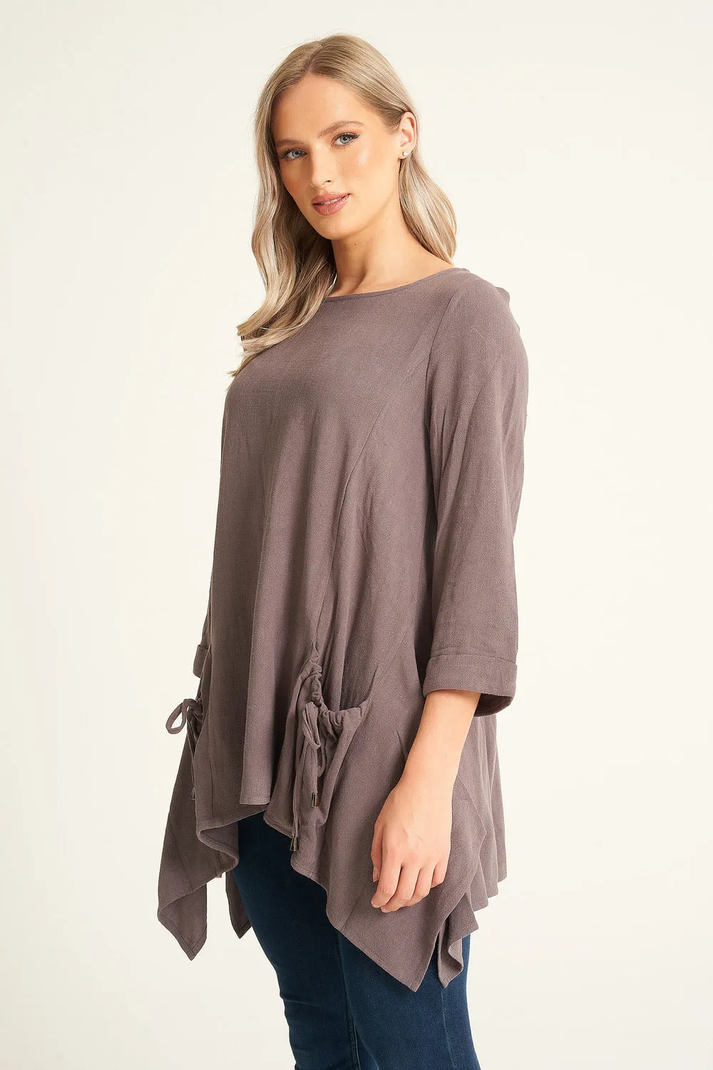 Saloos Frilled Top With Front Pockets & Necklace