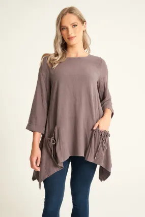 Saloos Frilled Top With Front Pockets & Necklace