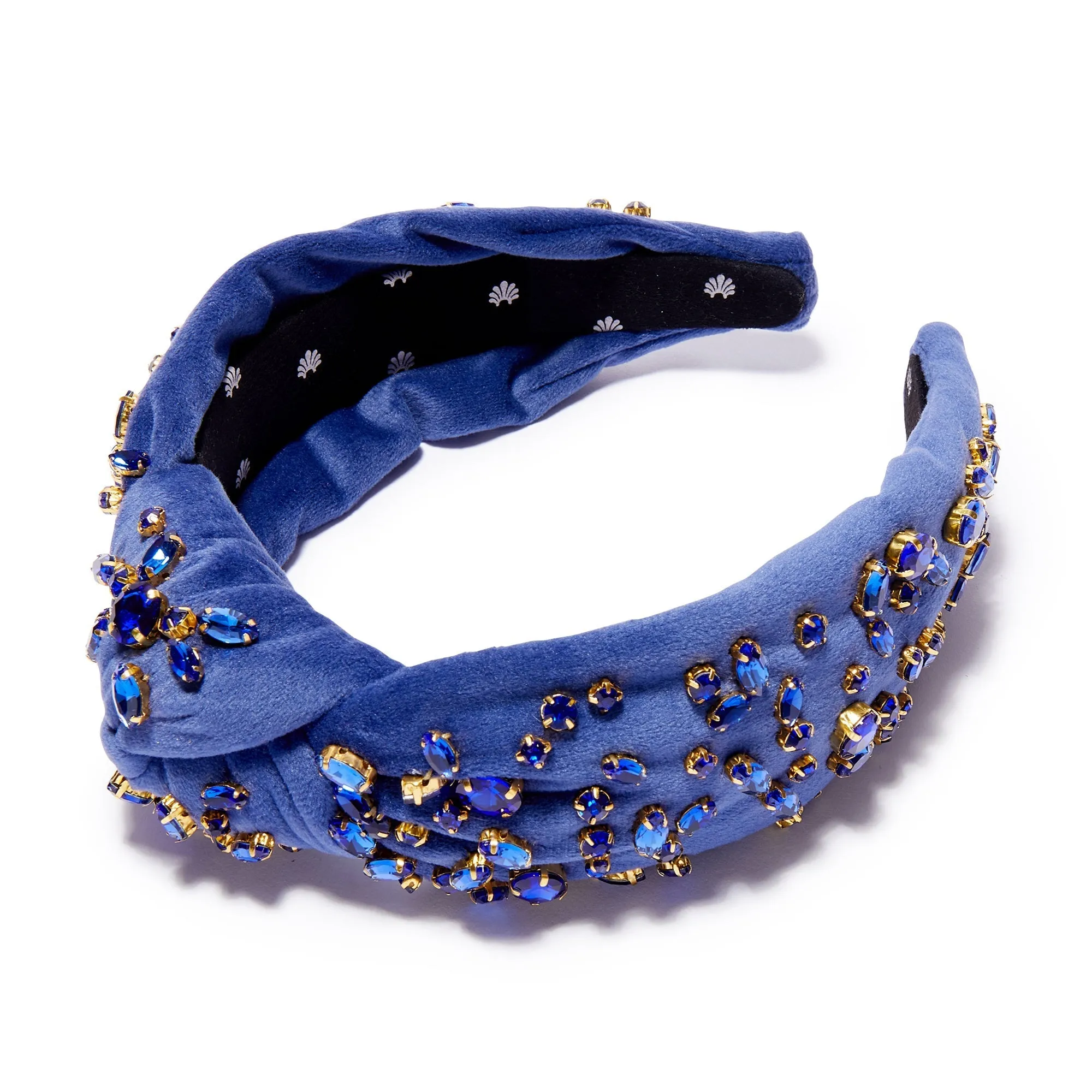 SEPTEMBER SAPPHIRE MIXED CRYSTAL VELVET KNOTTED HEADBAND