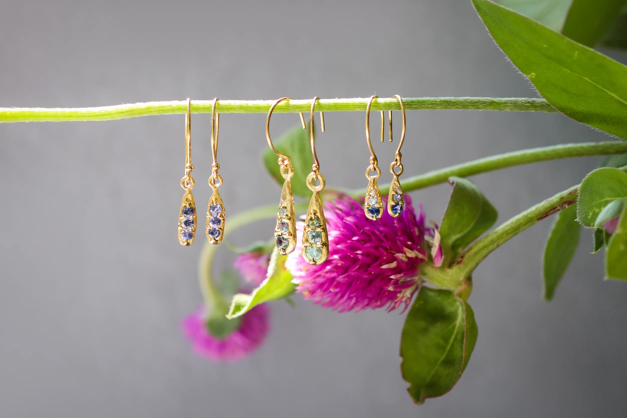 Silk / Gradient Blue Sapphire Earrings