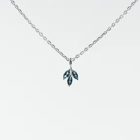 Silver Blue Topaz Leaf Necklace