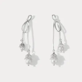 Silver Lily Of The Valley Bow Earrings