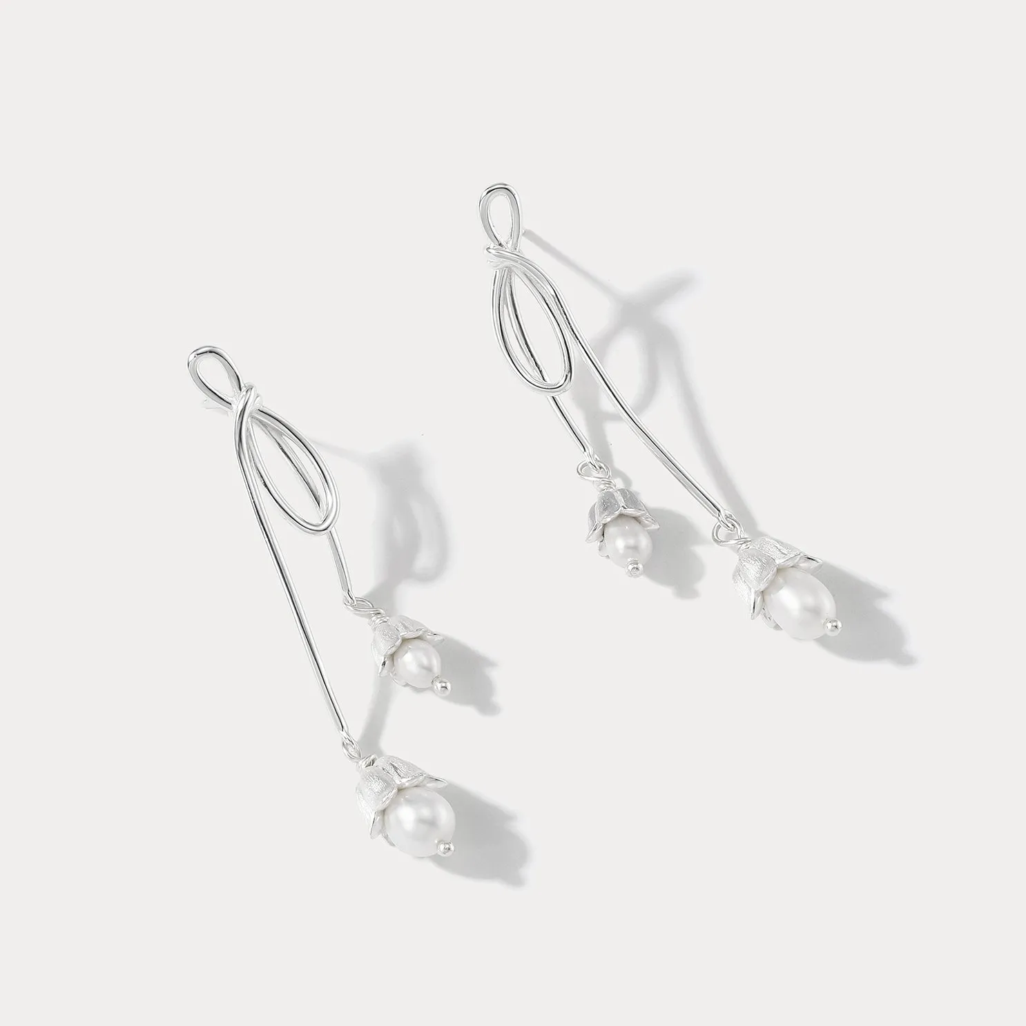 Silver Lily Of The Valley Bow Earrings