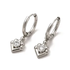 Silver Tribal Rhinestone Huggie Earrings