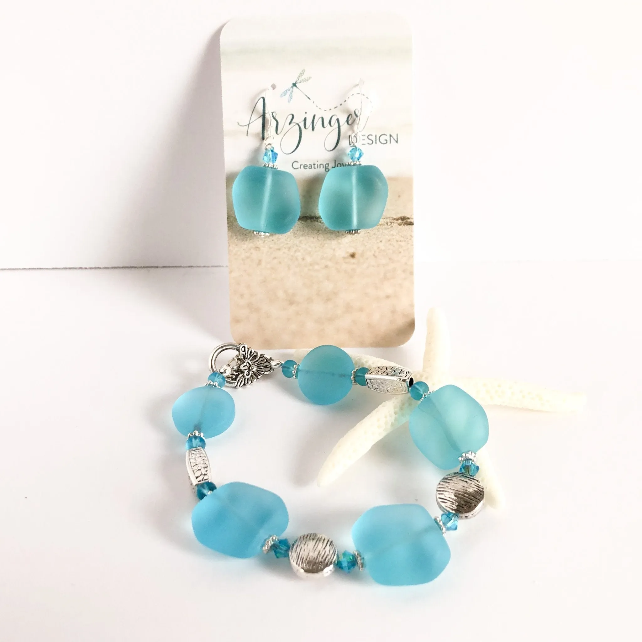 Sky Blue Sea Glass Earrings