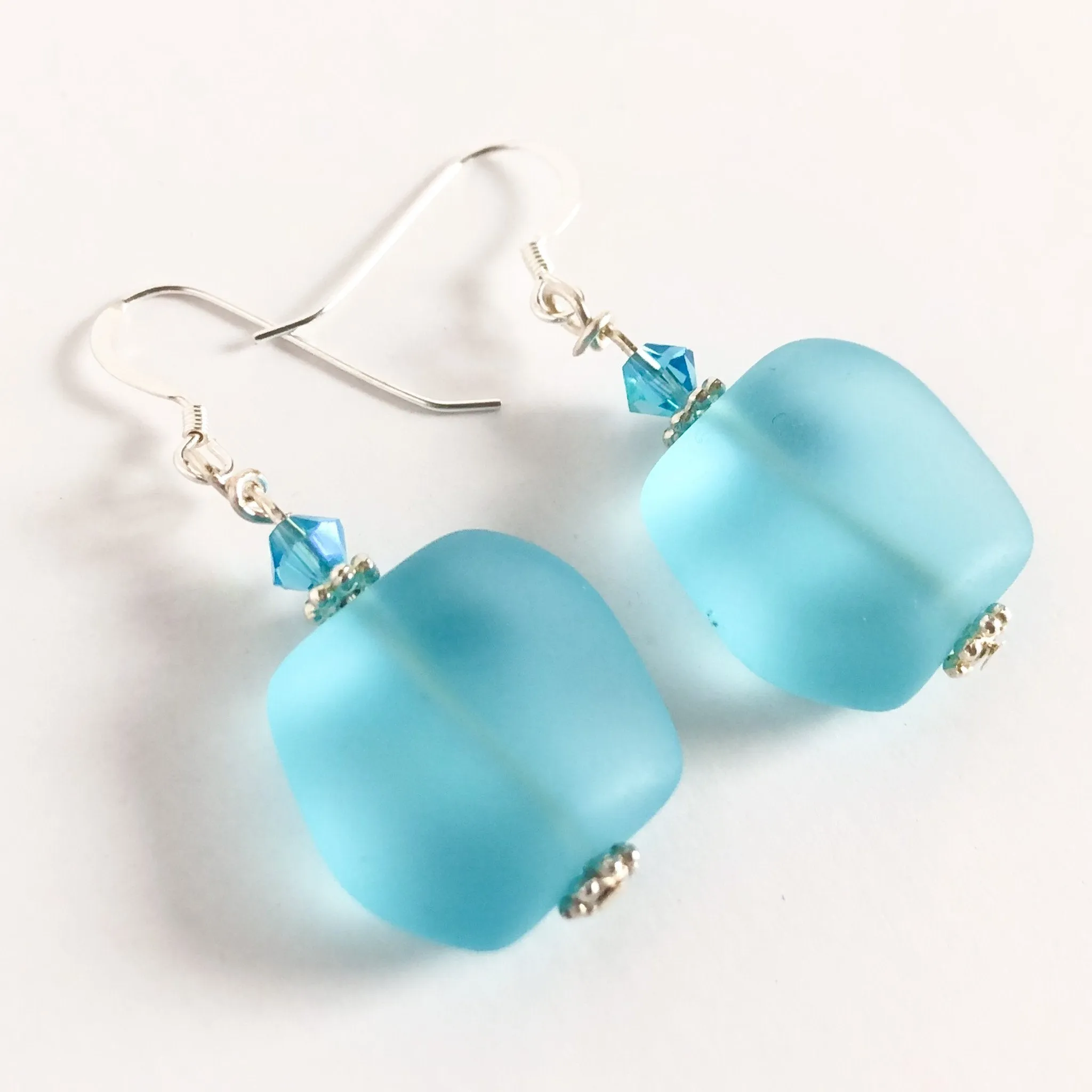 Sky Blue Sea Glass Earrings