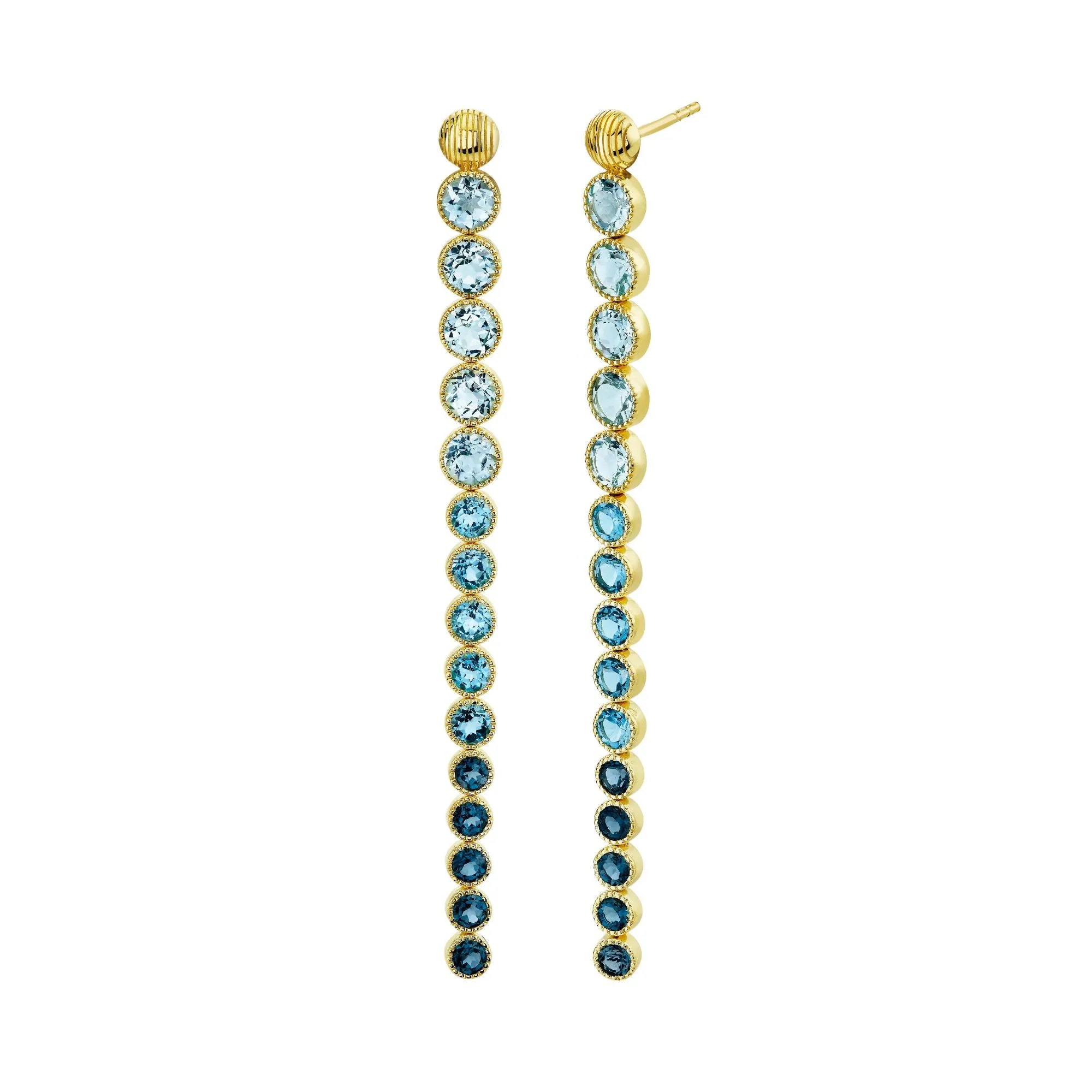 SLOANE STREET 18K YELLOW GOLD BUBBLE BLUE TOPAZ OMBRE EARRINGS