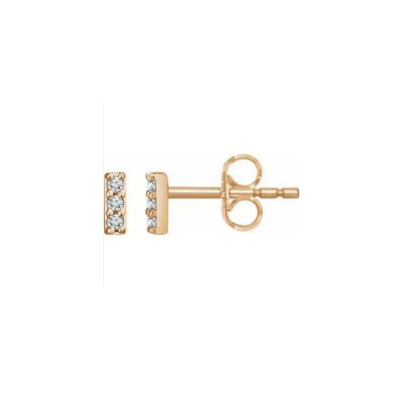 Small Diamond Bar Stud Earrings