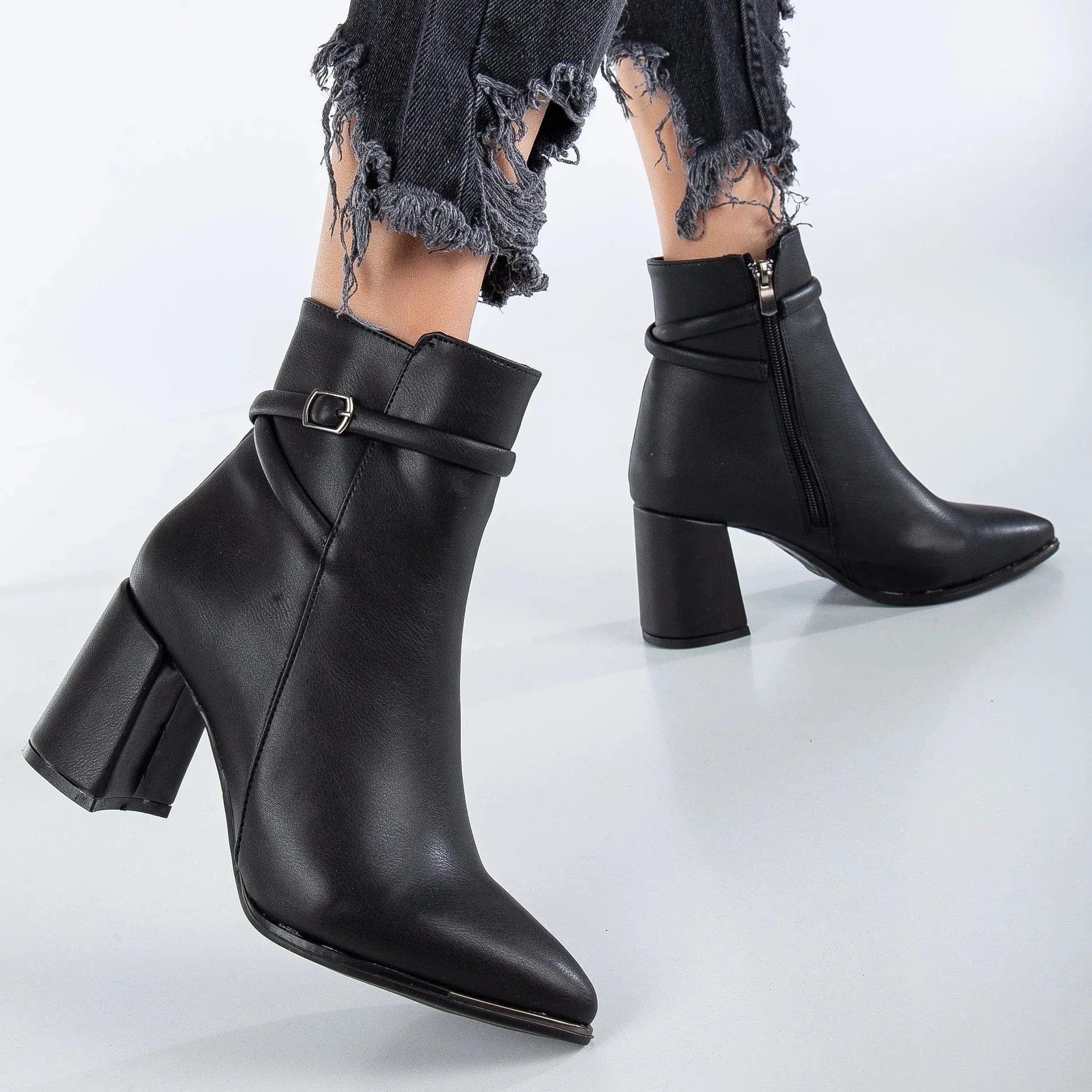 Solange Vegan Suede Heeled Ankle Boots | Black