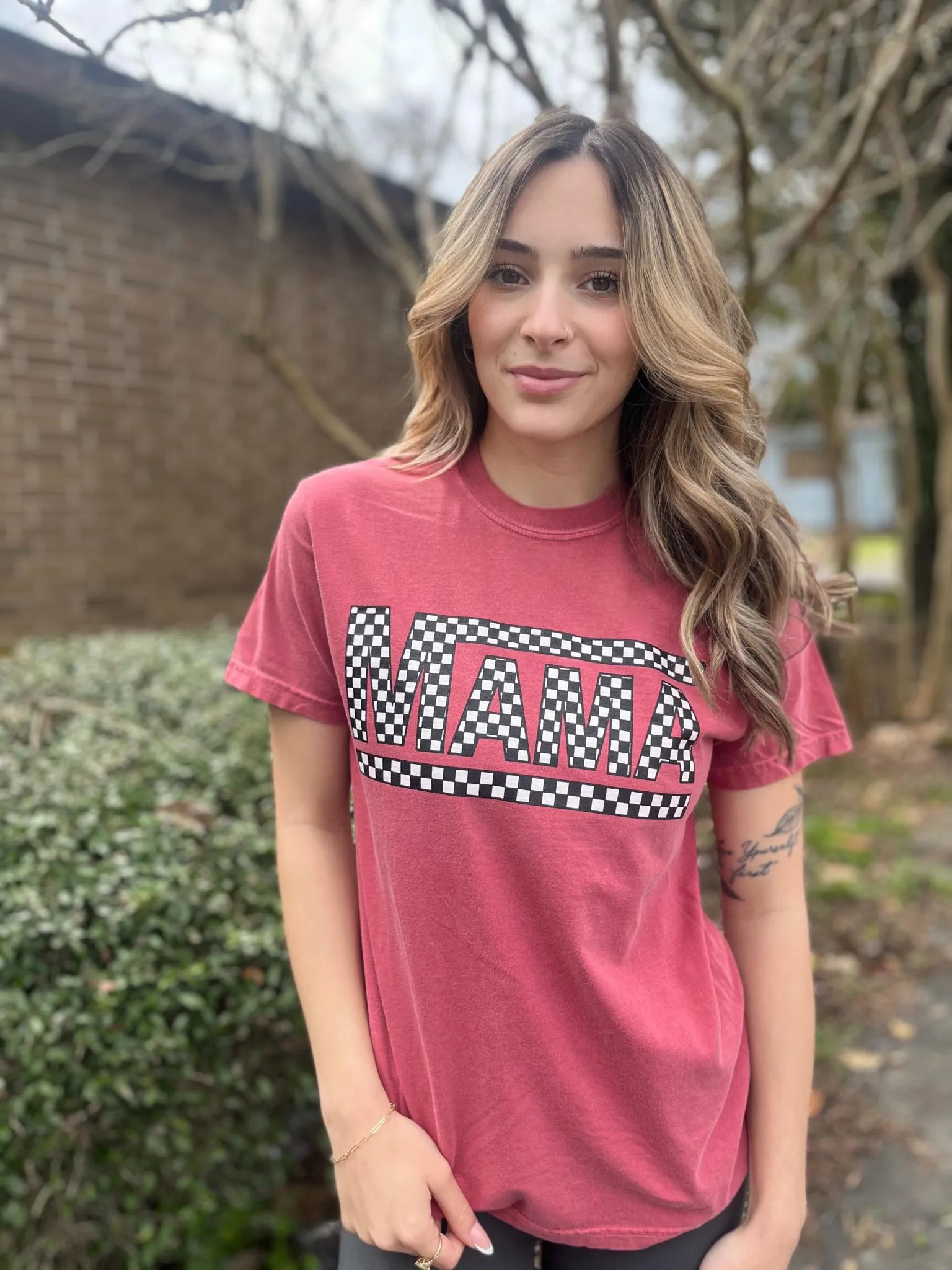 Spring Checkered Mama Tee