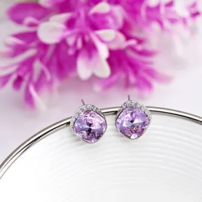 Sterling silver cute little violet crystal earring