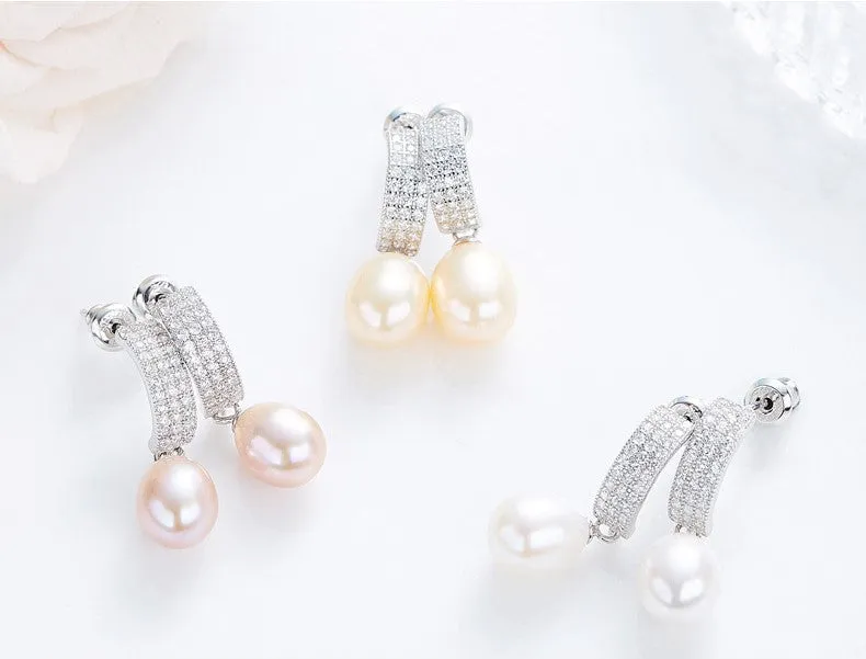 Sterling silver fancy freshwater pearl earring