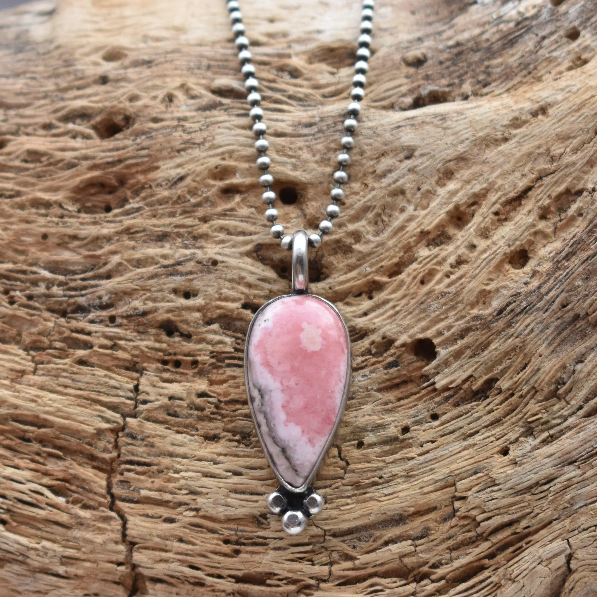 Sweetheart Pendant - Rhodochrosite Pendant - Silversmith Pendant - Sterling Silver