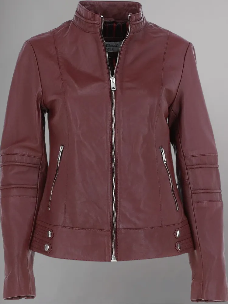 Tan Brown Women Biker Leather Jacket