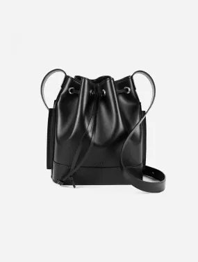 The Daphne Apple Leather Vegan Bucket Bag | Black