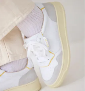 The Supermodel Lace Up Trainer | White and 90's Yellow