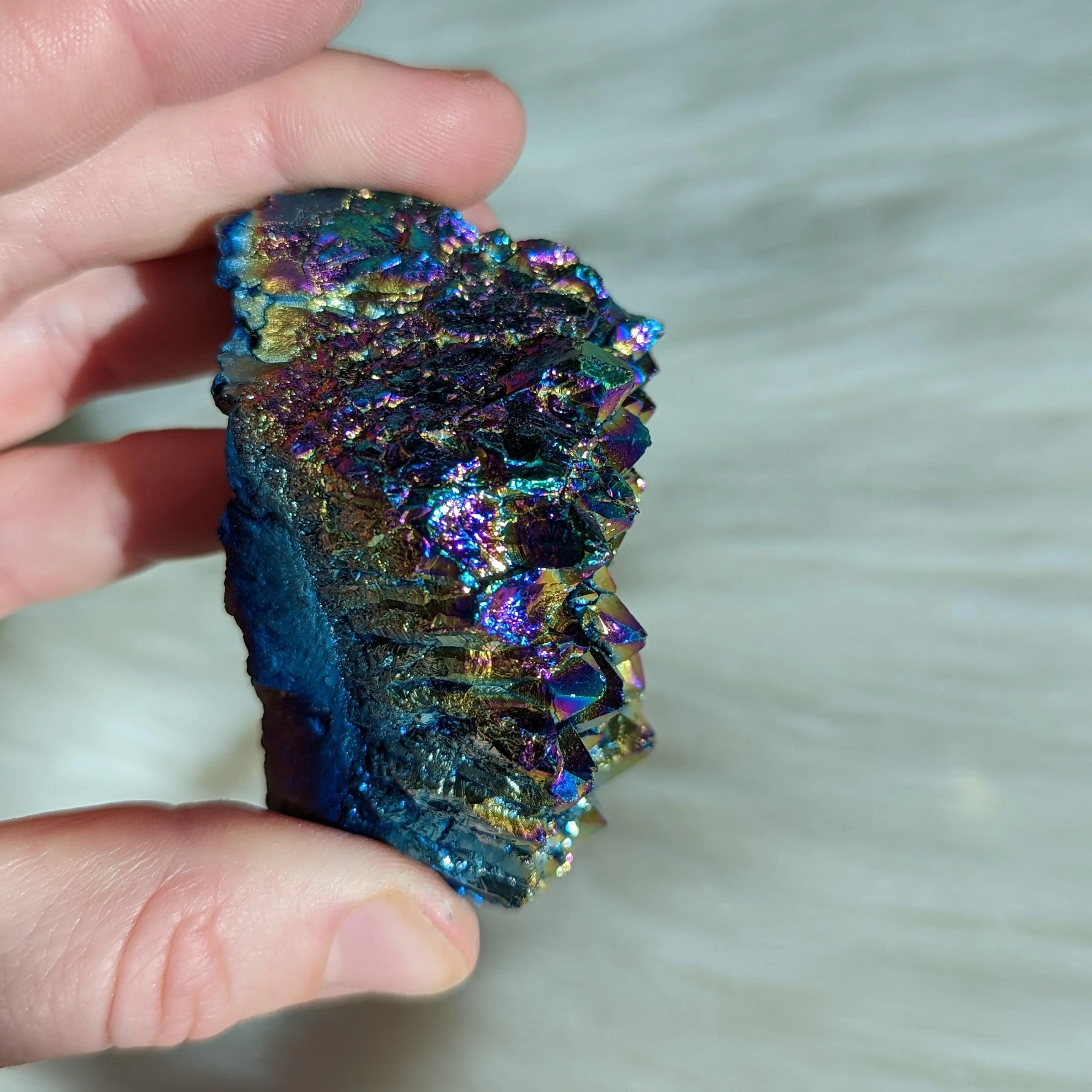 Titanium Rainbow Aura Amethyst Cluster #8~ Vibrant and Energetic