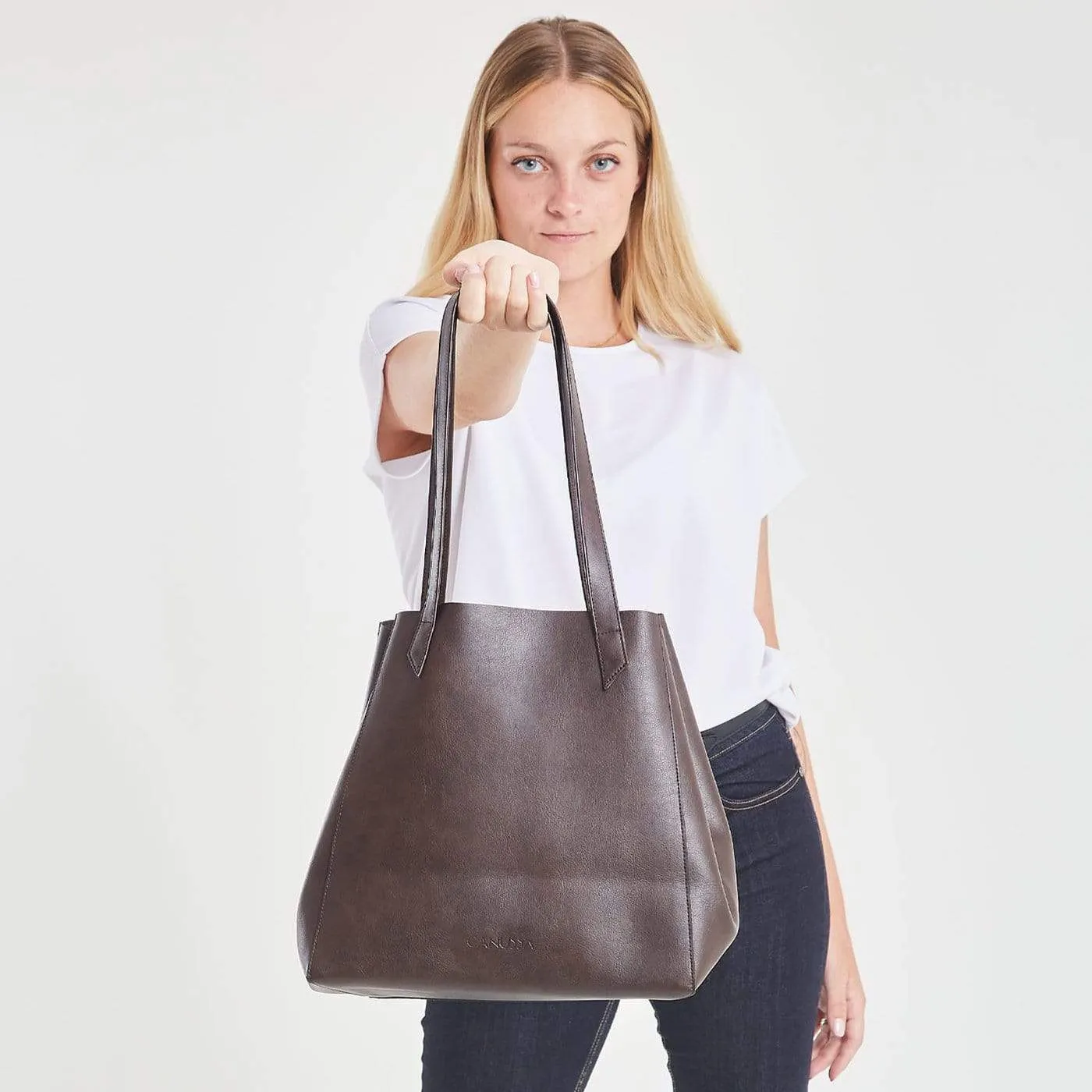 Totissimo Foldable Vegan Leather Tote Bag | Brown