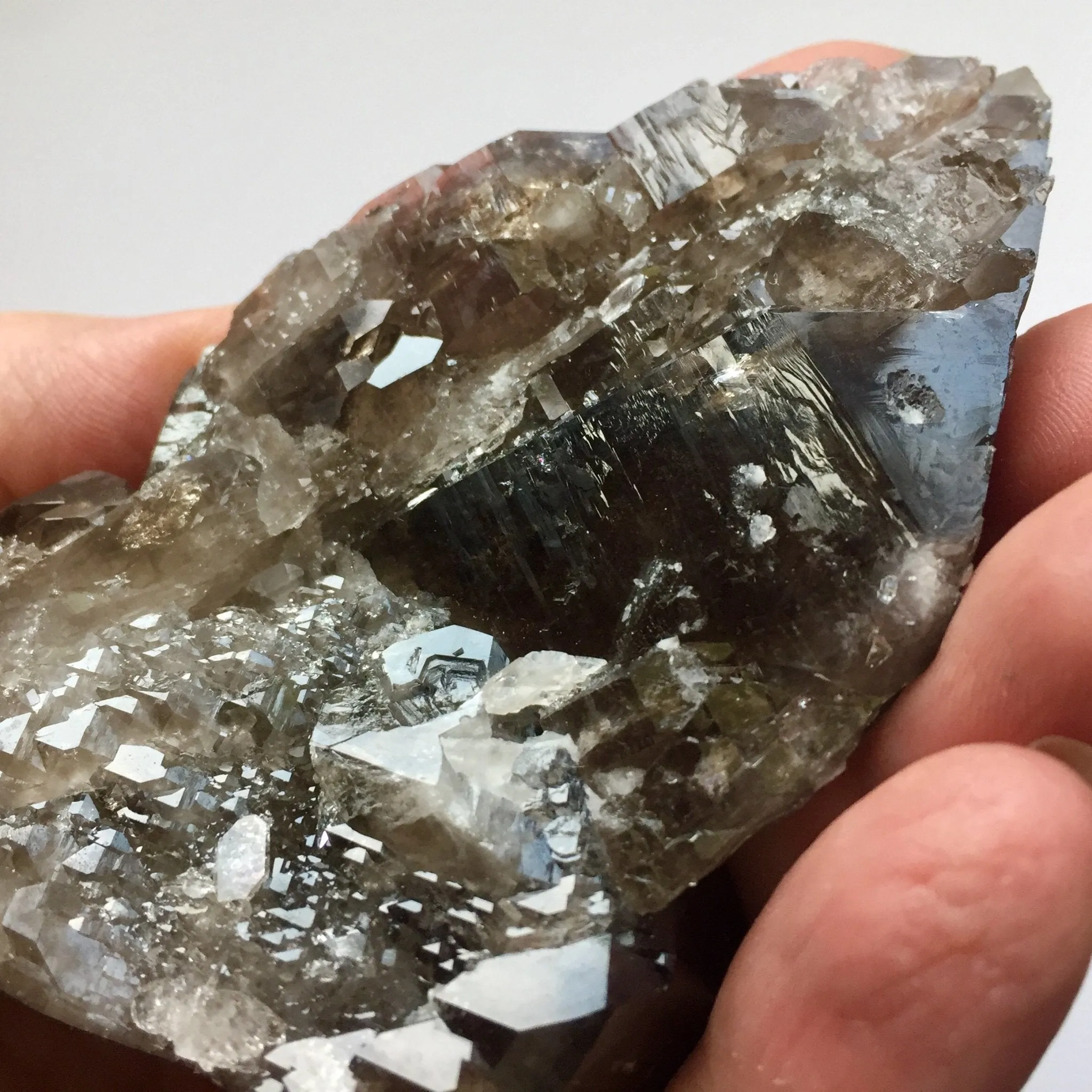 Triple Smoky Quartz Cluster