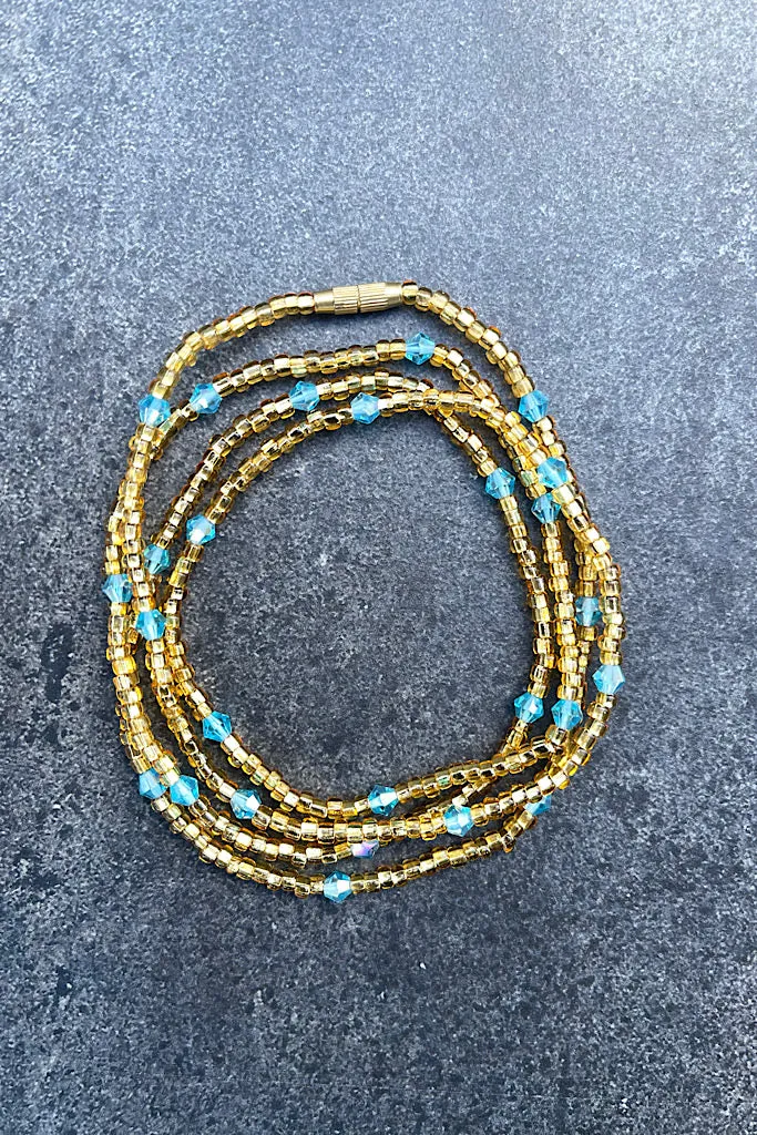 Turquoise Crystal Clasp Waist Beads