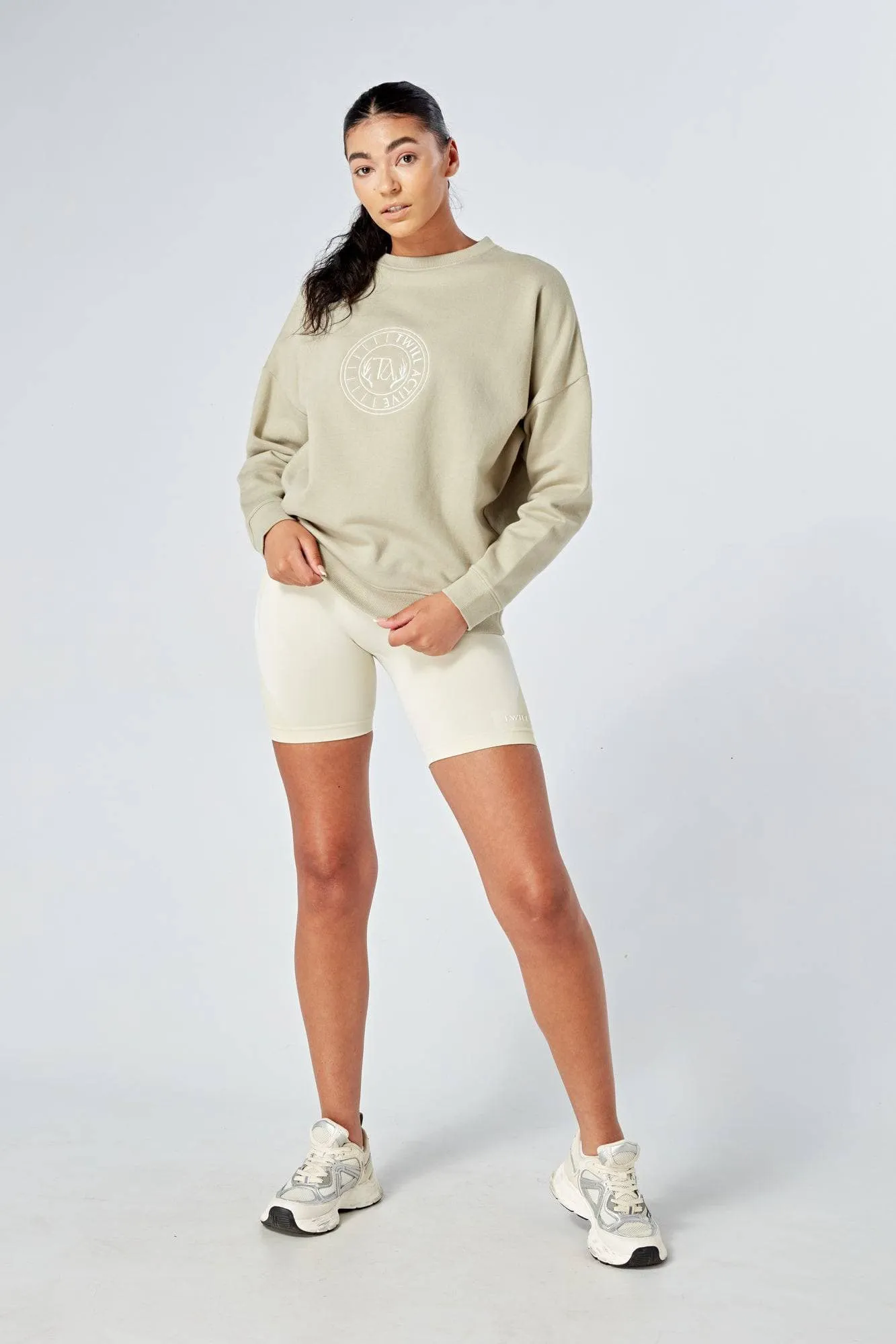 Twill Active Essentials Oversized Crewneck Sweatshirt Stone