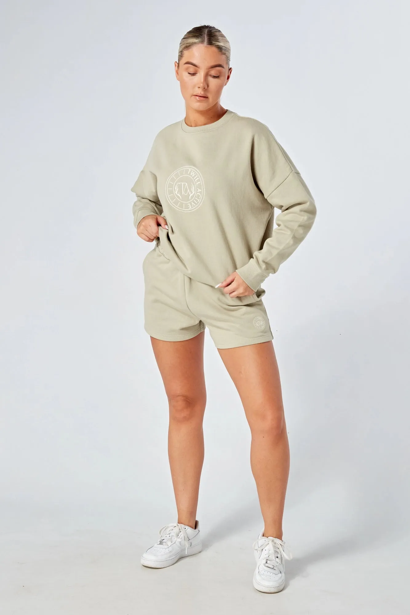 Twill Active Essentials Oversized Crewneck Sweatshirt Stone