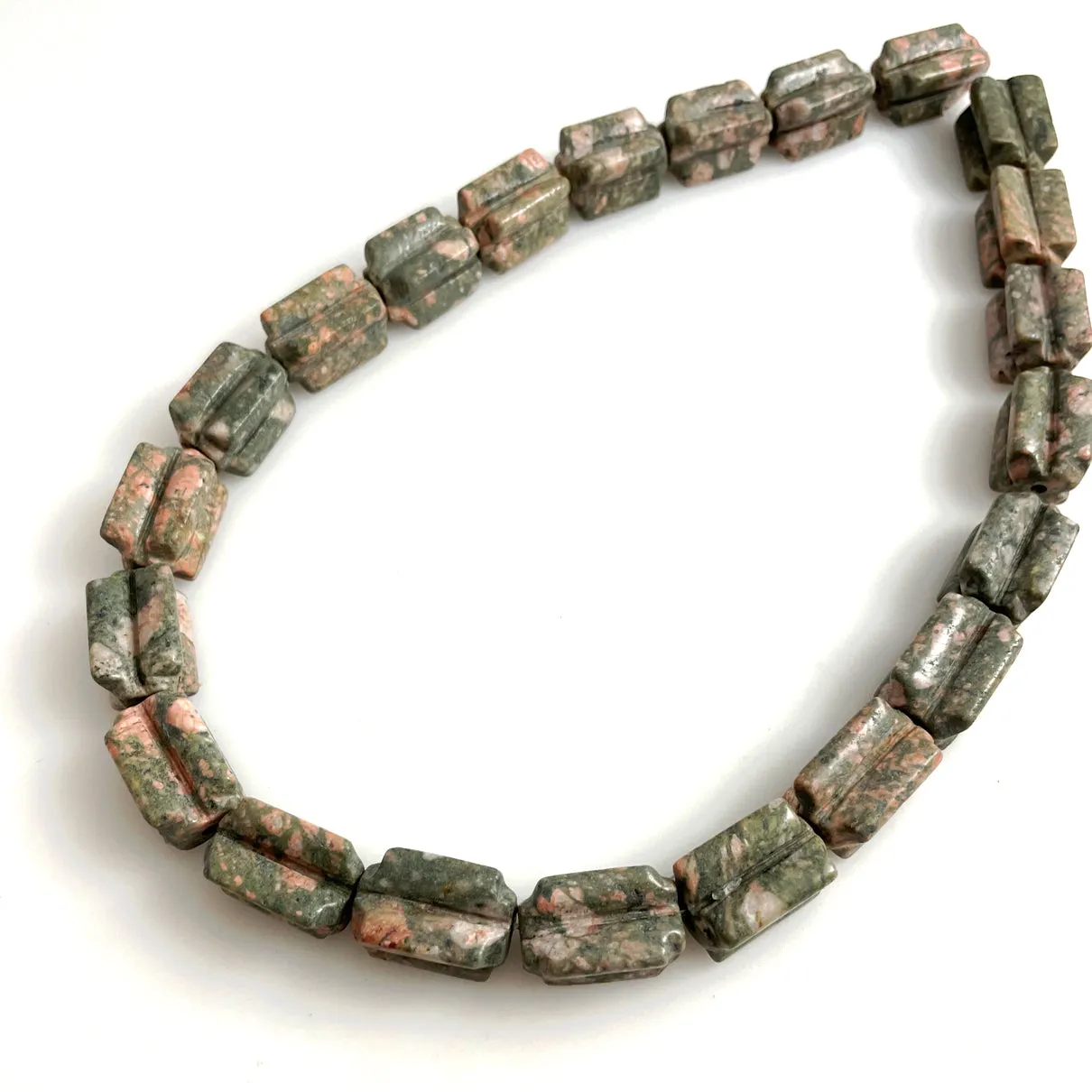 Unakite Barrel Bead Strands Vintage