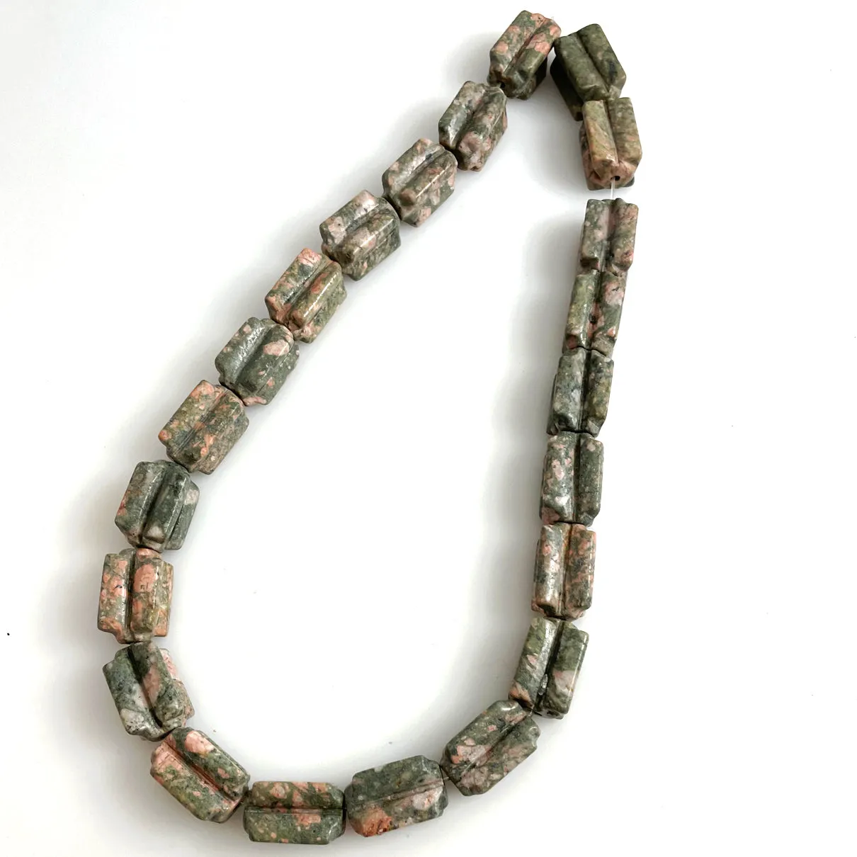 Unakite Barrel Bead Strands Vintage