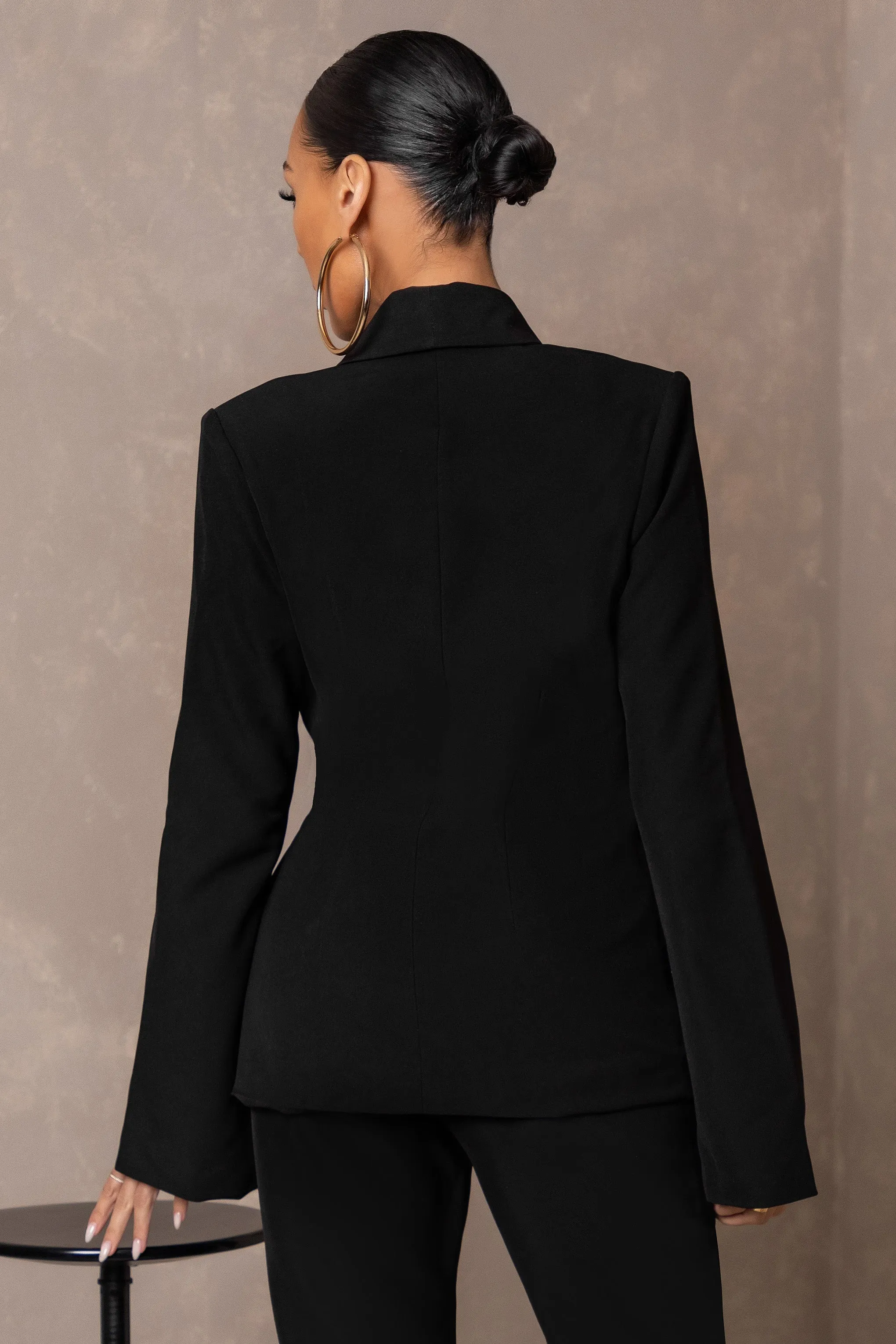 Undeniable | Black Tie Wrap Detail Relaxed Blazer