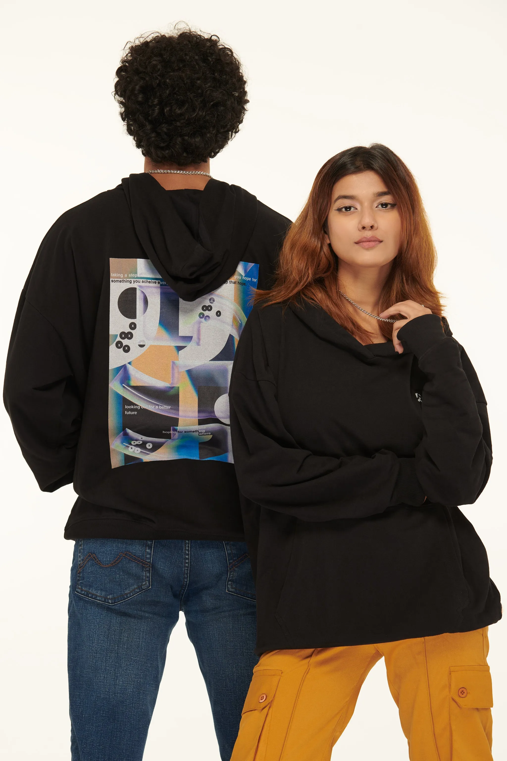 Unisex Black Oversized Hoodie