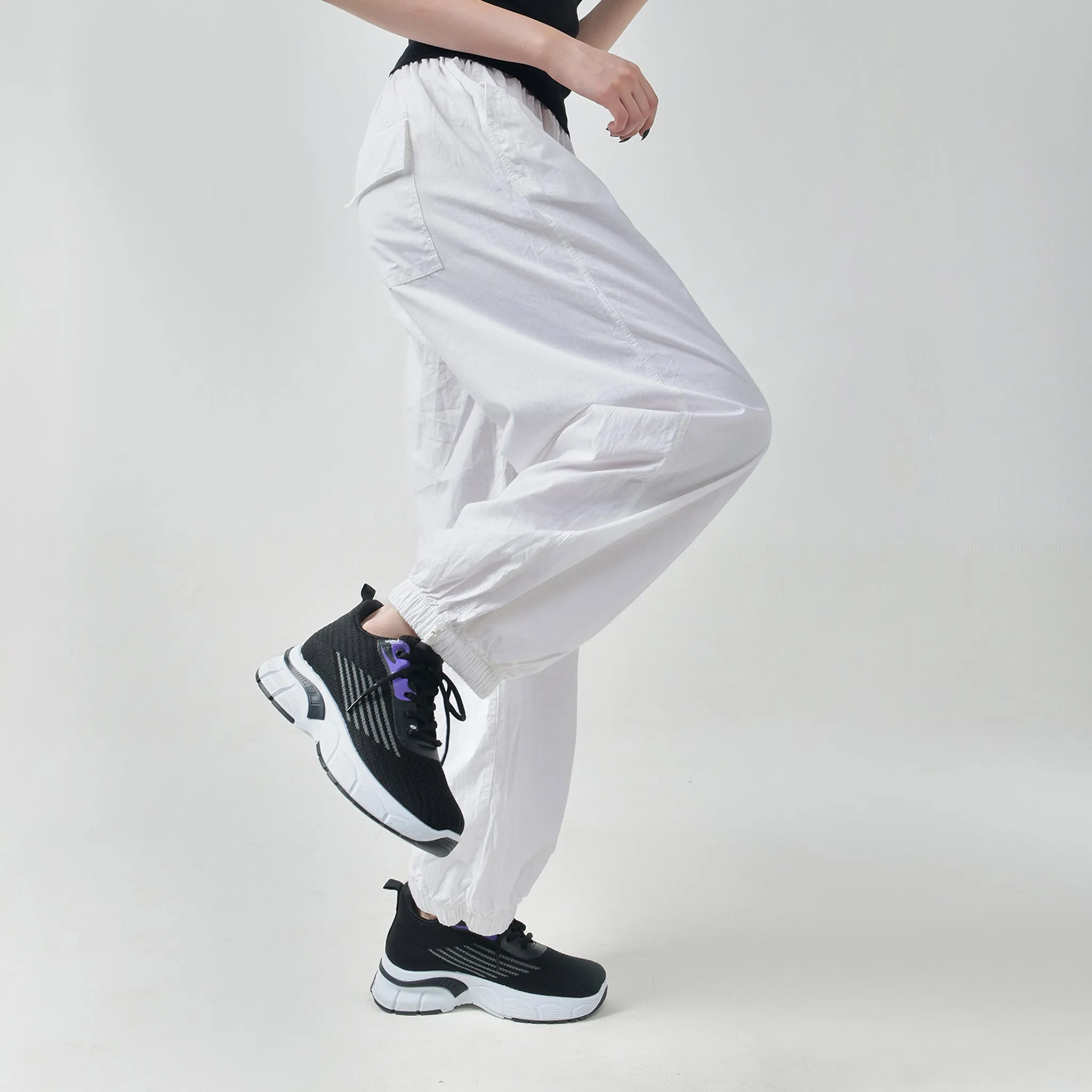 Unisex White Parachute Pants