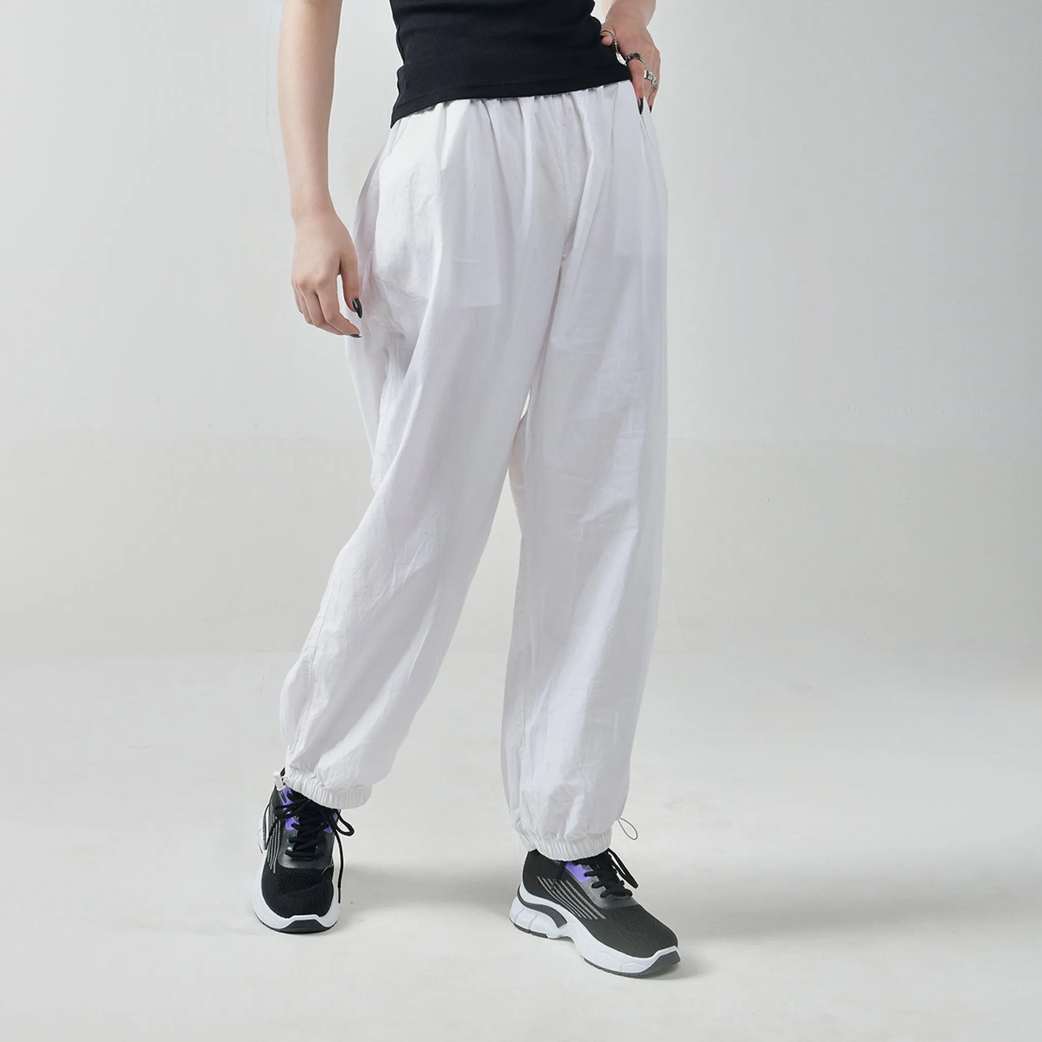 Unisex White Parachute Pants